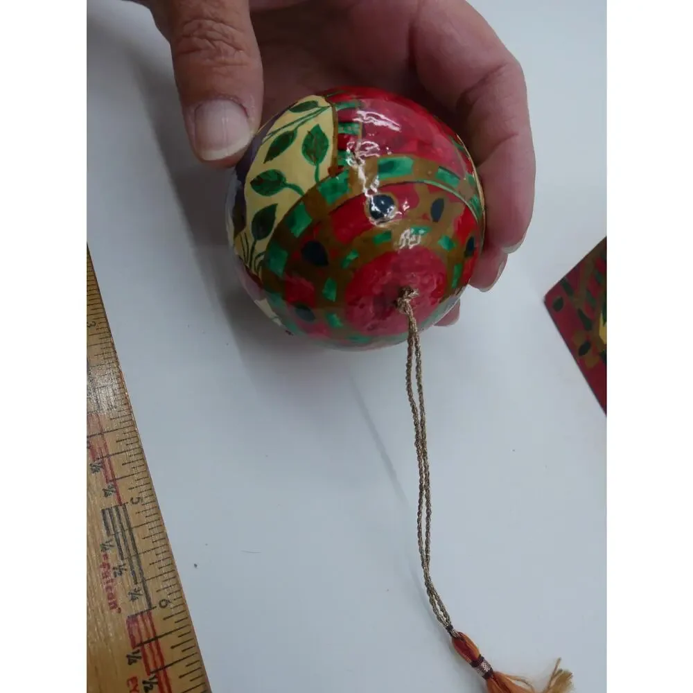 Kashmiri Paper Machè Wood Box And Ornament Blue Birds Floral Hand Painted